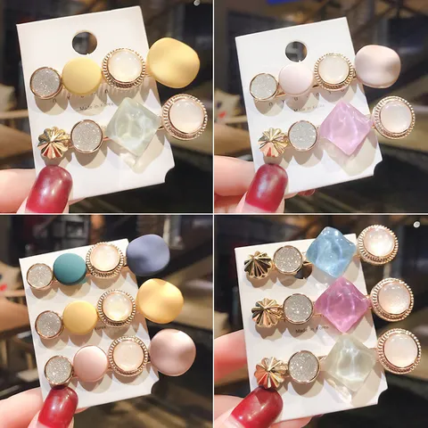 Pinza para el Cabello de Acrílico de Color Caramelo Macarrón Coreano para Mujer Dulce Strass Perla Artificial Clip Lateral Aleación Bobby Pin