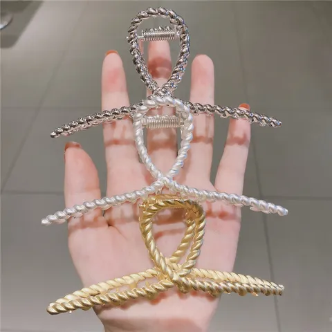 Ins Stil Metall Haarklammer Schlicht Elegant Legierung Strass Künstliche Perle Haarspange Gold Silber Für Damen Accessoire