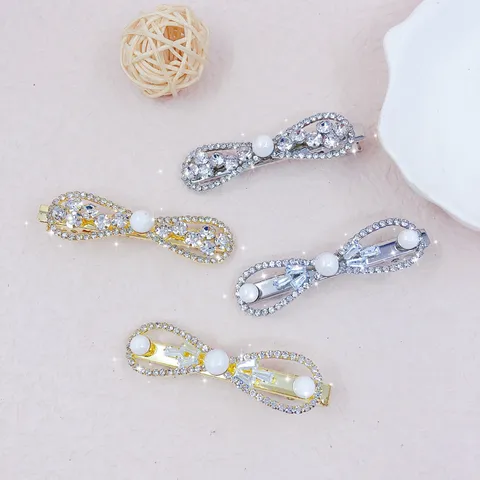 Koreaanse Legering Zirconia Strass Haarclip Elegante Strik Parel Haarpeld Zoet Minimalistisch Pony-clip Vrouwen Mode Haaraccessoires