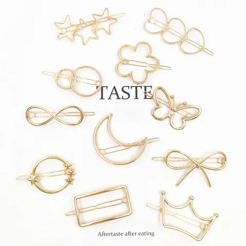 Fashion Bowknot Butterfly Star Hair Clips Gold Silver Alloy Rhinestone Hairpins Women Geometric Moon Barrette Accessories