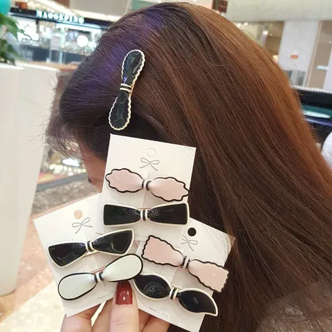 Koreaanse Stijl Strik Acryl Haarspeld Voor Dames Meisjes Zoet Artistiek Zijclip Haaraccessoires Verse Gelakte Afwerking