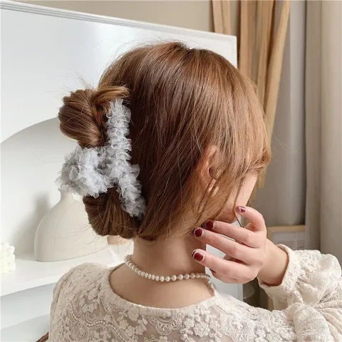 Koreaanse Elegante Kant Organza Haarklem Voor Dames Grote Gaas Haarklem Voor Haarstyling Dagelijkse Feest Haaraccessoires