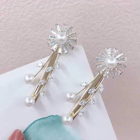 Koreaanse Strik Haarspeld Elegante Legering Zirconia Kunstparel Eendenbek Clip Minimalistische Haaraccessoires Voor Vrouwen