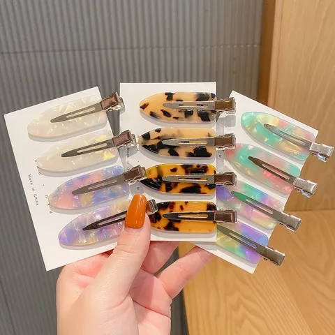 Acetaat Naadloze Haarspeld Vrouwen Geometrisch Eendenbek Zijclip Luipaard Marmer Gradiënt Haarspelden Accessoires