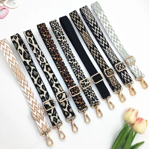 Adjustable Replacement Bag Strap Wide Solid Color Leopard Print Crossbody Shoulder Strap For Handbag Purse Phone Water Bottle