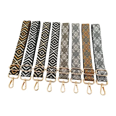 Etnische Stijl Geometrisch Patroon Tashandvat Verstelbaar Schouderriem Vervanging Voor Handtassen Crossbodytassen Met Metalen Gesp