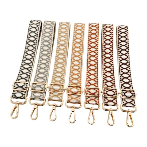 Adjustable Woven Jacquard Replacement Shoulder Crossbody Bag Strap With Metal Hardware Handbag Strap