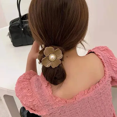 Bloem Haarklem Acryl Parel Haarclip Kleine Haarklem Voor Vrouwen Meisjes Ins Pastorale Schattige Haaraccessoires