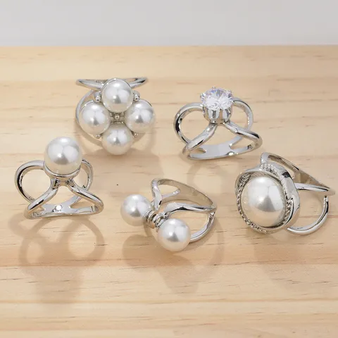 Minimalista Lega di Zinco Clip per Sciarpa Perla Artificiale Strass Accessori Abbigliamento Anello Scialle Spilla Gioiello
