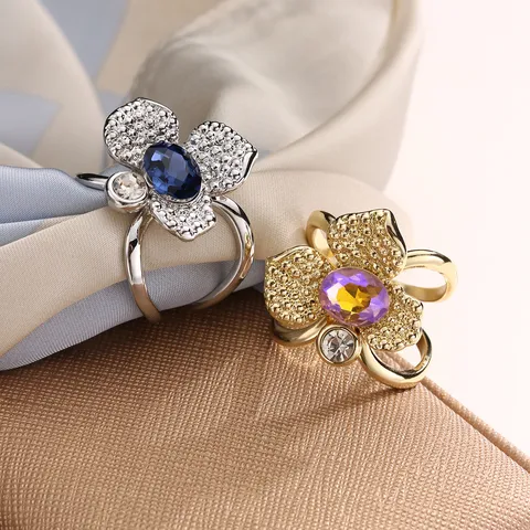 Vintage Fiore Sciarpa Clip Scialle Clip Strass Metallo Spilla Accessori Abbigliamento Donna