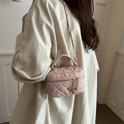 Mini Sac Boîte Matelassé à Chaîne pour Femme Cuir PU Style Chanel Sac Bandoulière Sac Carré Mode