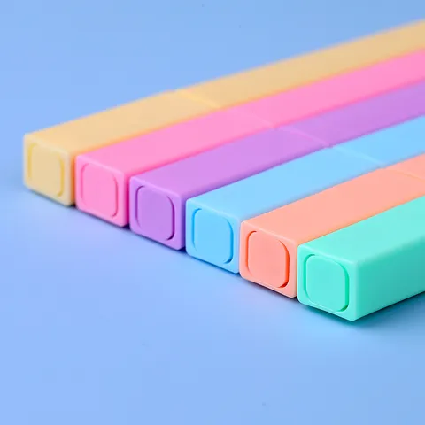 Stylos Surligneurs à Corps Carré Ensemble de Couleurs Macaron Morandi Stylos de Marquage pour Étudiants Papeterie Esthétique