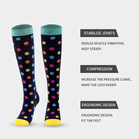Unisex Compression Socks Athletic Running Long Tube Stockings Breathable Moisture Wicking High Elasticity Graduated Pressure Sports Socks