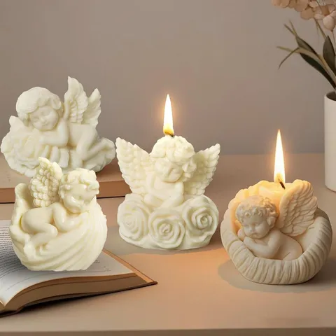 Stampo in Silicone Angelo Bambino in Conchiglia per Candela Aromaterapia Fai-da-te Ornamento in Gesso Resina Epossidica Strumento Artigianale