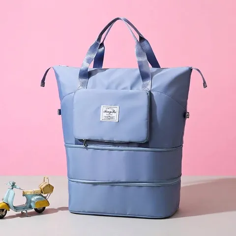 Large Capacity Women Travel Bag Oxford Cloth Waterproof Expandable Foldable Gym Bag Weekend Duffel Bag With Shoe Compartment