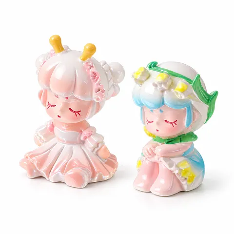 Cute Resin Girl Panda Lucky Cat Blind Box Ornaments For Home Office Car Desktop Decoration Small Kawaii Animal Figurines Birthday Gift