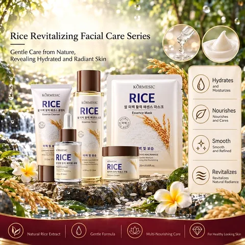 KORMESIC Rice Extract Niacinamide Skincare Set For Moisturizing Whitening Facial Care Essence Toner Cleanser Cream Mask