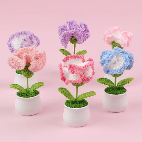 Handgemaakte Gehaakte Anjer Kunstbloem Potplant Met Keramische Pot Moederdag Cadeau Woondecoratie Bureau Ornament