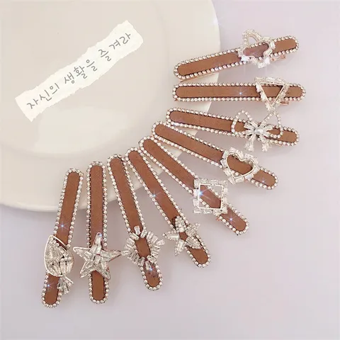 Vintage Koreaanse Stijl Strass Haarspeld Elegante Strik Geometrische Eendenbek Clip Legering Strass Haaraccessoires Voor Dames