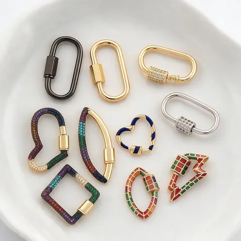 Connecteur De Fermoir À Vis Ovale Cuivre Plaqué Or Micro Pavé Zircone Pour La Fabrication De Bijoux Collier Bracelet Accessoires