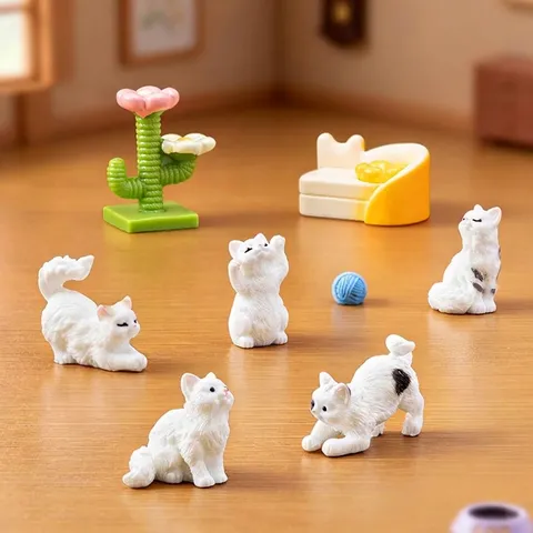 Realistic Resin Cat Figurines Miniature Kitten Dollhouse Accessories Desktop Ornaments DIY Micro Landscape Decoration Home Decor Gift