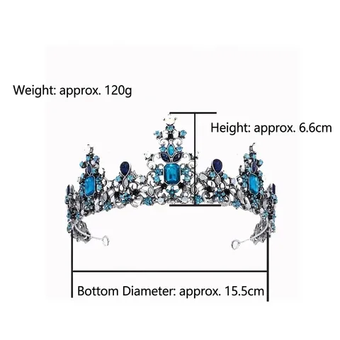 Baroque Retro Alloy Tiara Multicolored Rhinestones Inlaid Crown For Wedding Birthday Queen Party Hair Accessories Women