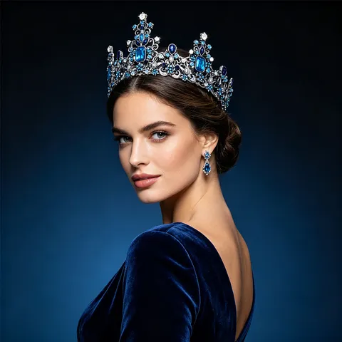 Baroque Retro Alloy Tiara Multicolored Rhinestones Inlaid Crown For Wedding Birthday Queen Party Hair Accessories Women