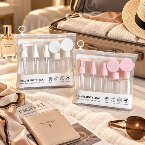 Portable Travel Refillable Bottle Set Leakproof Spray Pump Bottles For Lotion Toner Cream Cosmetic Containers With Storage Bag