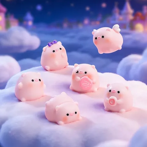 Miniature Resin Pig Figurines Cute Cartoon Piggy Ornaments Donut Pig Dollhouse DIY Micro Landscape Desktop Decorations