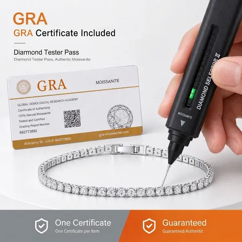 Luxus Moissanit Tennis Armband Für Damen 925 Sterling Silber Rundschliff Armband Mit GRA Zertifikat Funkelnder Schmuck
