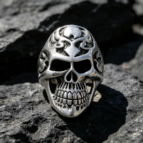 Vintage Gothic Skull Ring For Men 316L Stainless Steel Punk Rock Biker Ring Polished Blackened Heavy Metal Jewelry Gift