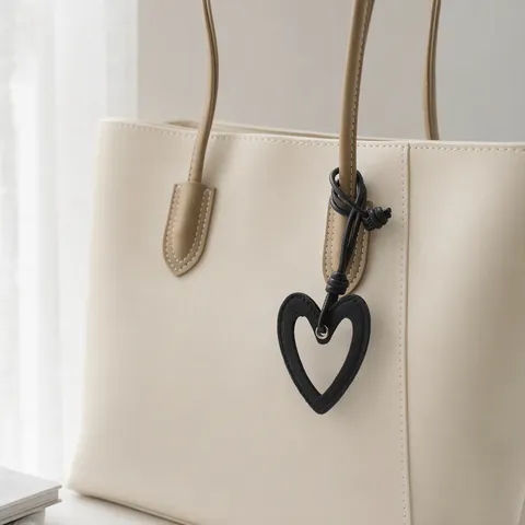 Minimalist PU-Leder Hohl Herz Schlüsselanhänger Taschenanhänger Für Damen Modisch Handgewebt Knoten Schlüsselring Zubehör