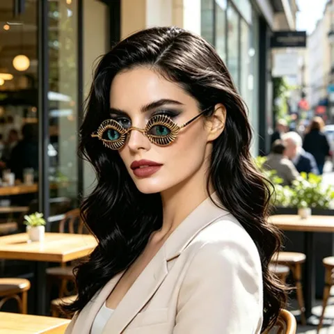 Lunettes De Soleil Créatives En Forme De Oeil 3D Avec Monture En Métal Doré Et Cils Exagérés Retro Vintage Nouveauté Fête