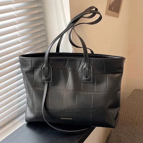 Damen Große Kapazität Krokodilmuster PU Leder Tragetasche Vintage Pendler Schultertasche Handtasche Für Büro Schule Alltag