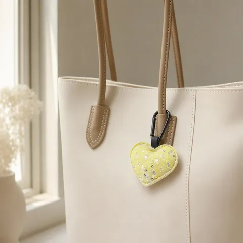 Creative Denim Heart Shaped Keychain Sequin Star Pattern Fabric Pendant Bag Charm For Car Key Holder DIY Gift Accessories