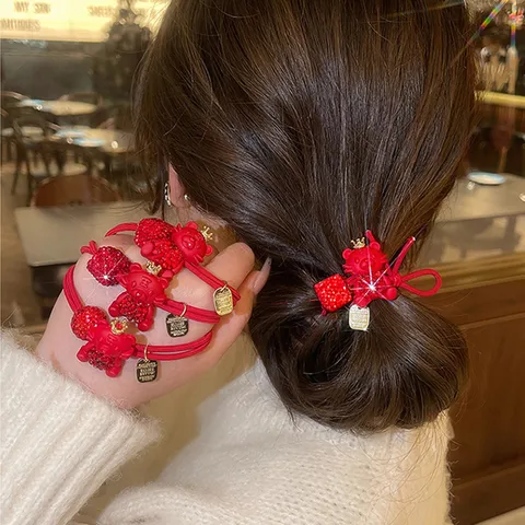 Rhinestone Alloy Crown Tiger Hair Tie New Year Elastic Hair Band Cute Korean Style Animal Headband Accessories For Women