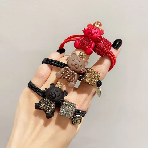 Rhinestone Alloy Crown Tiger Hair Tie New Year Elastic Hair Band Cute Korean Style Animal Headband Accessories For Women