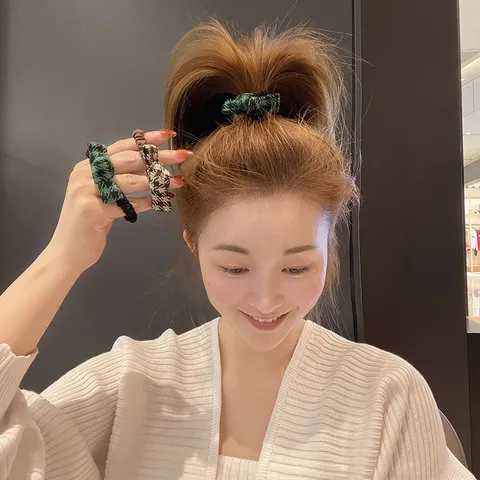 Élastique à Cheveux Nœud Pied-de-Poule Scrunchies Mode en Tissu Bandeaux pour Femmes Support Queue de Cheval Accessoires de Coiffure