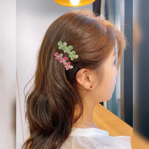 Zoet Legering Bloem Haarspeld Elegant Kunstparel Strass Krokodilklemme Fris Mori Stijl Zijhaarspeld Voor Vrouwen