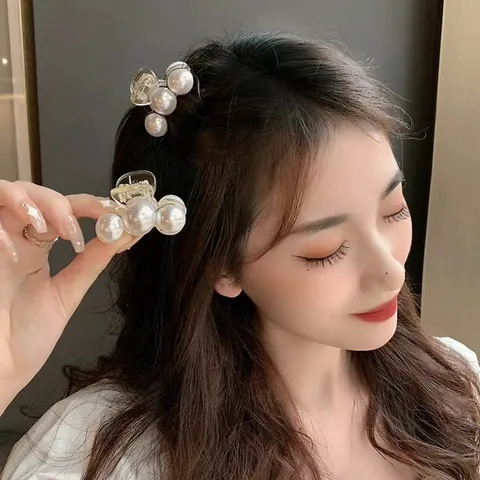 Minimalistisch Acryl Haarklem Met Kunstparel Elegant Hart Geometrisch Haarklauw Voor Vrouwen Dagelijks Huwelijk Haarsieraden