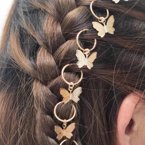Anelli per Capelli Dreadlock a Farfalla Dorati Clip per Trecce Hip Hop Cerchi per Capelli in Metallo per Donne Ragazze Accessori