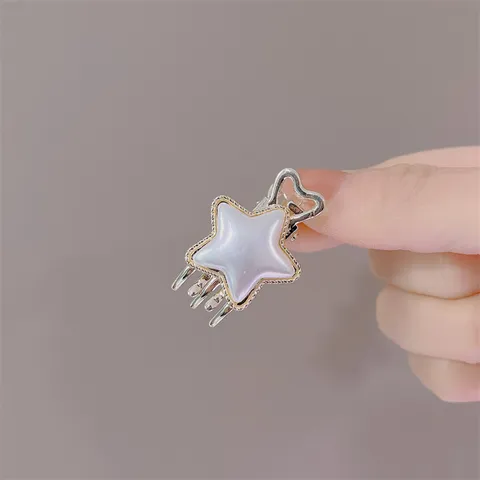 Zoete Legering Strass Kunstparel Mini Haarklem Clip Leuke Hart Bloem Ster Kleine Haarpelden Voor Dames Dagelijkse Haardecoratie