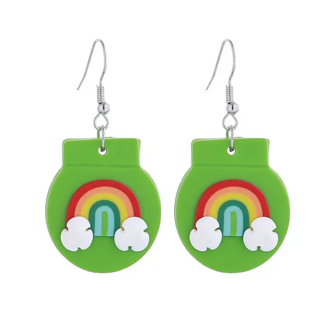 St Patrick's Day Polymer Clay Clover Earrings For Women Irish Festival Green Handmade Drop Dangle Earrings Holiday Party Jewelry Gift