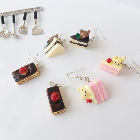 Süße Japanische Soft Girl Handgemachte Simulation Donut Kuchen Ohrringe Süße Milchflasche Ohrhänger Skurrile Essen Schmuck Geschenk Für Damen Mädchen Party