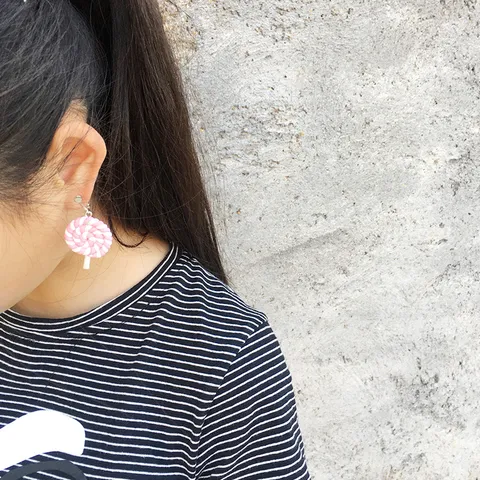 Cute Enamel Alloy Lollipop Drop Earrings Creative Spiral Candy Ear Clips For Women Girls Fun Everyday Jewelry Gift