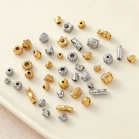 Cuentas Espaciadoras Irregulares de Acero Inoxidable para Fabricación de Joyas DIY Pulsera Collar Accesorios Oro Plata