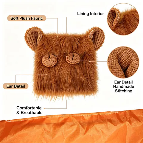 Lustige Haustier Löwenmähne Kostüm Perücke Einstellbare Weiche Kunstfell Haube Mit Ohren Kostüm Outfit Für Hund Katze Dress Up Party Fotografie Zubehör