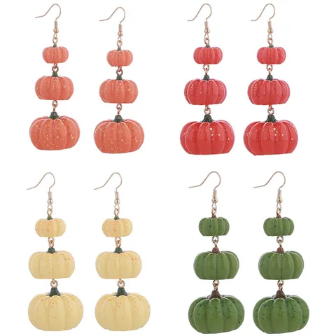 Thanksgiving Herfst Pompoen Hanger Oorbellen Voor Vrouwen Kleurrijke Hars Food Play Stijl Sieraden Oogstfeest Cadeau Oorbellen Met IJzeren Haak