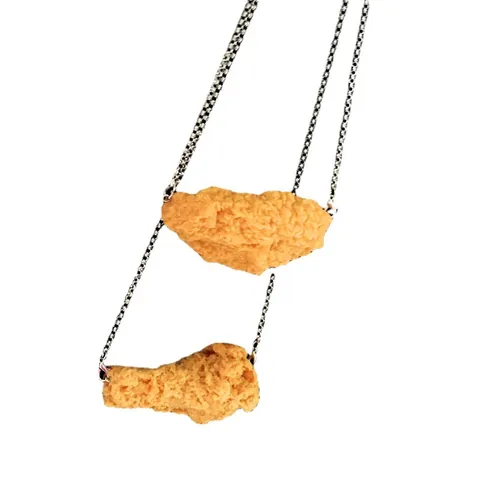 Lustige Simulation Essen Brathähnchen Bein Flügel Spieß Halskette Kreative Harz Edelstahl Kette Party Schmuck Für Männer Frauen