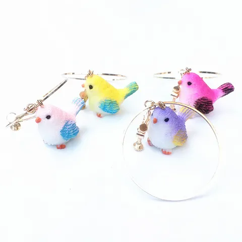 Cute Cartoon Fat Bird Resin Earrings For Women Creative Animal Dangle Hoop Ear Studs Non Pierced Ear Clips Fashion Jewelry Gift